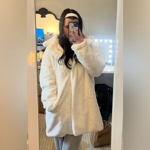 Women's White Faux Fur Coat